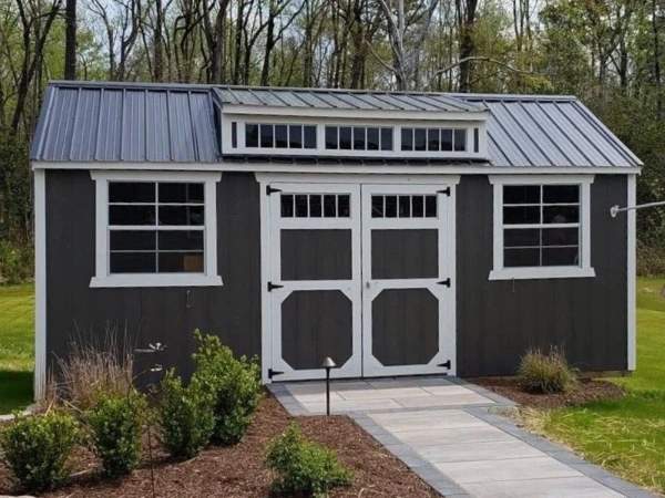 An Old Hickory Buildings dormer utility shed.
