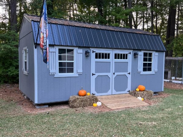 An Old Hickory Building in gray and black.